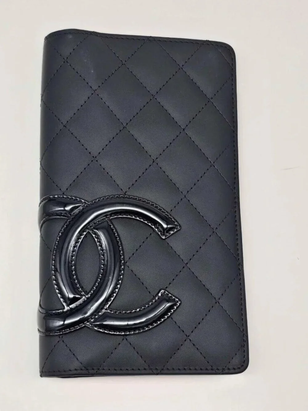 Authentic Chanel Cambon Ligne Black Quilted Leather Long Wallet